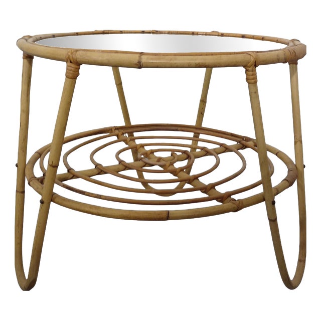 Italian Bamboo and Glass Coffee Table, 1950s For Sale