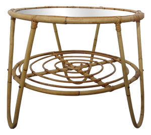 Italian Bamboo and Glass Coffee Table, 1950s