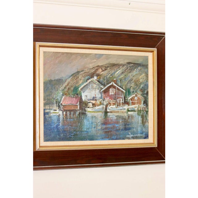 Alf Johansson, Boats, Bohuslän, Oil on Canvas For Sale - Image 6 of 10