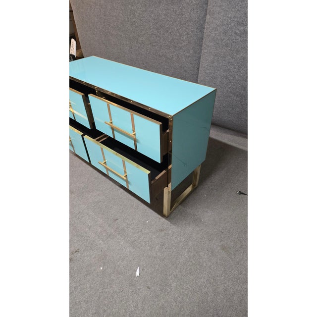 Not Yet Made - Made To Order Azure Murano Glass and Brass Chest of Drawers from Justfurnituress SRL For Sale - Image 5 of 10