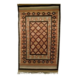 Vintage American Southwestern Kilim Rug, Handwoven Wool, Geometric Pattern, 3x5 For Sale