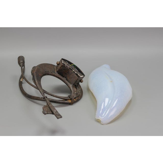 Italian Vetro Murano Venezia Opalescent Glass and Wrought Iron Wall Light, 1990s For Sale - Image 15 of 18