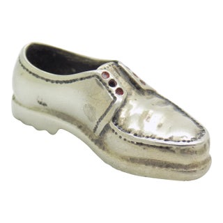 Vintage Italian Handmade Genuine Silver Men’s Shoe Dollhouse Miniature Figurine For Sale