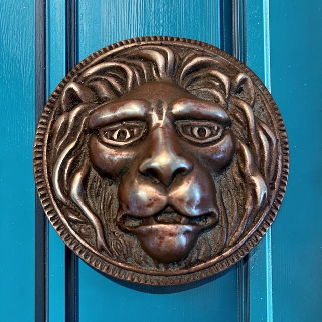 Grand Tour Pair of Vintage Cast Bronze Lion Head Paperweights For Sale - Image 3 of 10