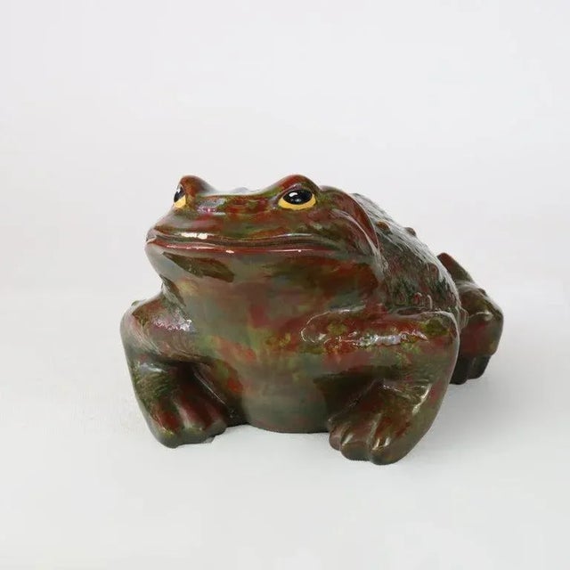 Arts & Crafts Antique Majolica School Pottery Garden Toad Circa 1930 For Sale - Image 3 of 9