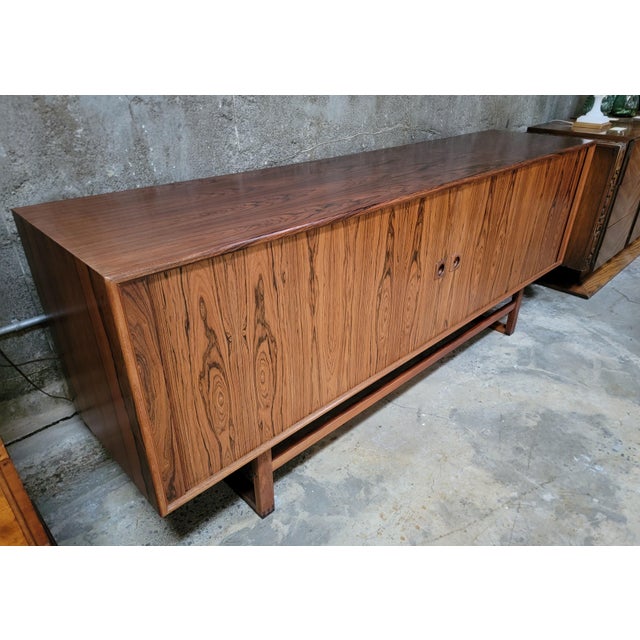 Rosewood Danish Modern Credenza Tambour Doors For Sale - Image 9 of 18