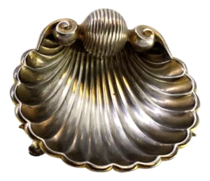 Shell-Shaped Silver Bowl with Dolphin-Shaped Feet