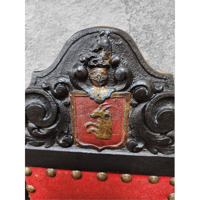 Red Set of Four 19th Century/Early 20th Century Spanish Jacobean-Style Gothic Revival Chairs For Sale - Image 8 of 12