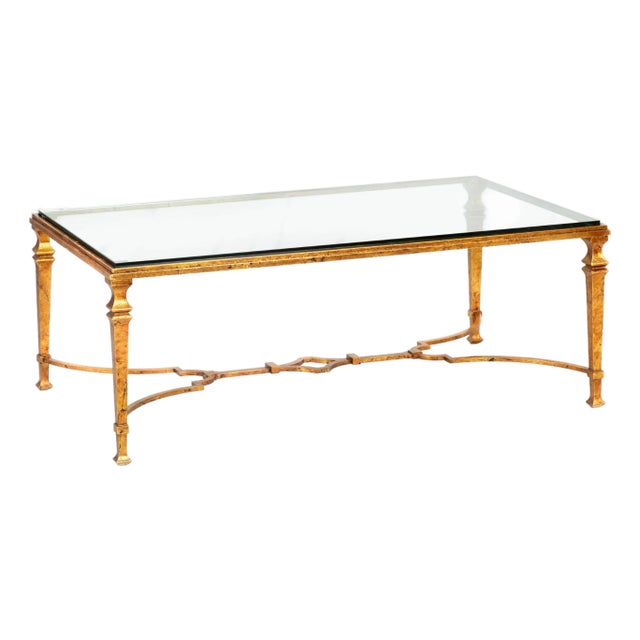 Paul M. Jones Modern Gilt Iron Glass Cocktail Coffee Table For Sale