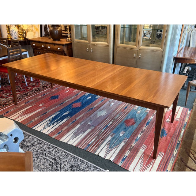 2010s Ethan Allen Arts & Crafts Style Cherry Dining Table With Eight Slat-Back Chairs For Sale - Image 5 of 17