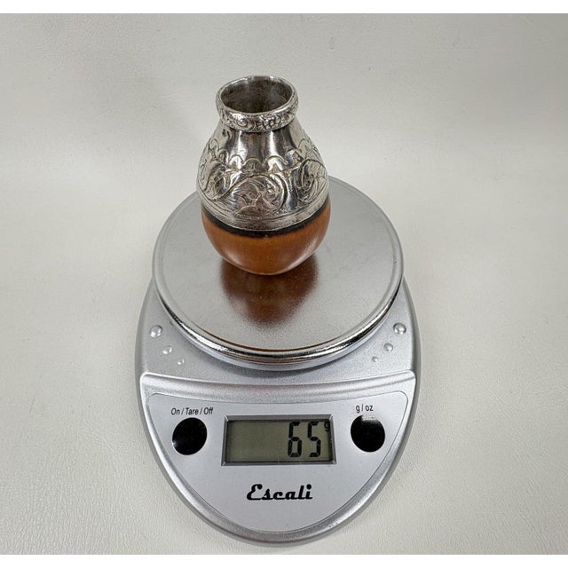 Antique South American 800 Silver & Hand-Chiseled Calabash Yerba Mate Set For Sale - Image 12 of 12