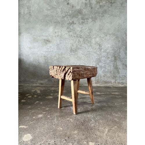 Small Organic Blond Asian Teak Quadripod Bench, Sepuluh For Sale - Image 11 of 18