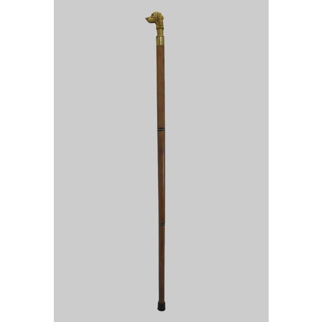 Victorian Victorian Style Carved Wood Dog Head Smugglers Cane Walking Stick W/Hidden Flask For Sale - Image 3 of 10