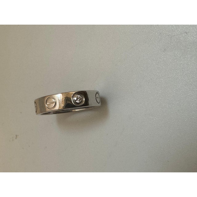 Authentic Classic Cartier "Love Ring" One Diamond Ring 18 Kt White Gold, 46 For Sale - Image 13 of 18