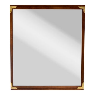 1950's Walnut Chinoiserie Campaign Style Mirror by Drexel For Sale