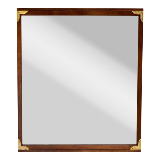 1950's Walnut Chinoiserie Campaign Style Mirror by Drexel For Sale