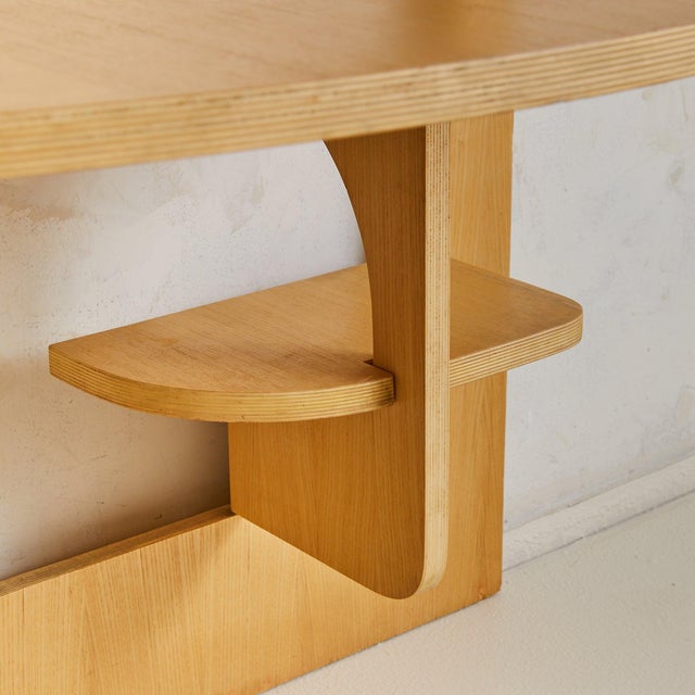 Italian Birch Wall-Mounted Folding Table with Shelves by Anonima Design, 1970 For Sale - Image 9 of 11