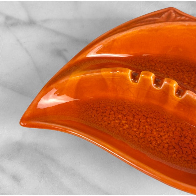Orange Mid-Century Atomic California Pottery Orange Drip Glaze Ashtray For Sale - Image 8 of 10
