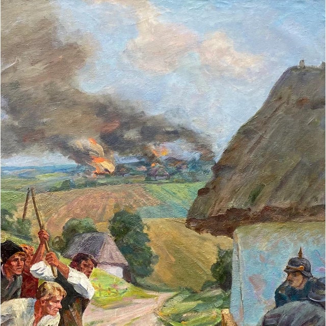 1980s Antique Ukrainian Battle Oil Painting, Socialist Realism Art (1986) 168-168 For Sale - Image 5 of 6