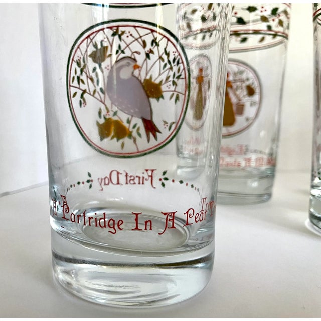 Transparent Mid 20th Century Complete Set 12 Days of Christmas Anchor Hocking Glasses For Sale - Image 8 of 11