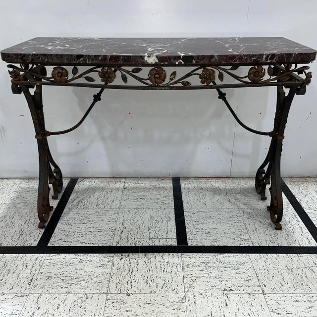 19th Century French Iron & Marble Table For Sale - Image 4 of 8