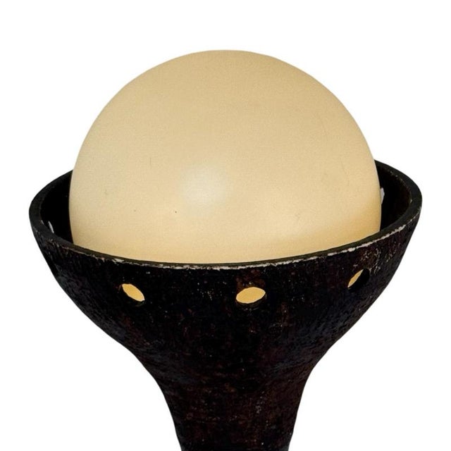 Mid 20th Century Mid-Century Modern Floor Lamp with White Opaline Shade and Brown Ceramic Base from Doria Leuchten, 1960s For Sale - Image 5 of 9
