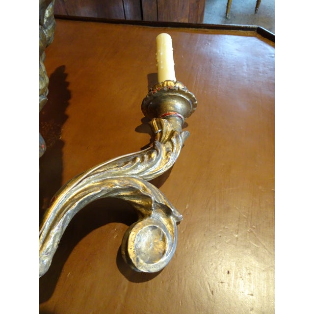 19th Century Italian Giltwood Sconces, a Pair For Sale - Image 10 of 13