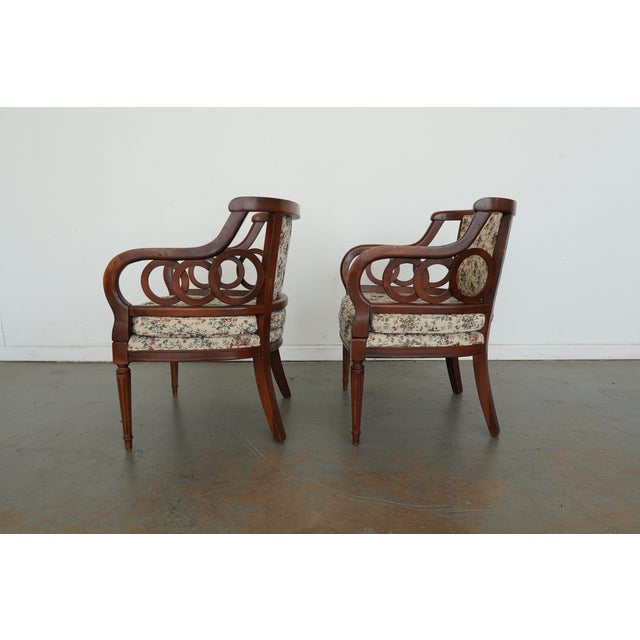 Wood Vintage Neoclassical Open Armchairs (Set of 2) For Sale - Image 7 of 15