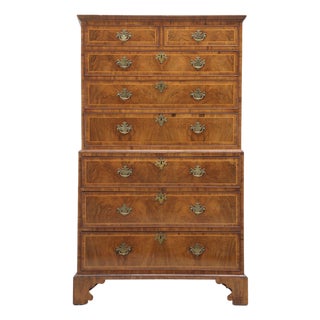 Antique English Chest on Chest, Burl Walnut, 1880s For Sale