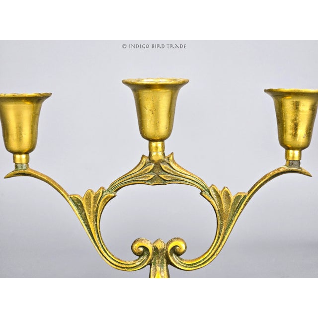 Art Nouveau Brass Candelabra This beautiful candelabra is made from solid brass in elegant Art Nouveau design. It holds...