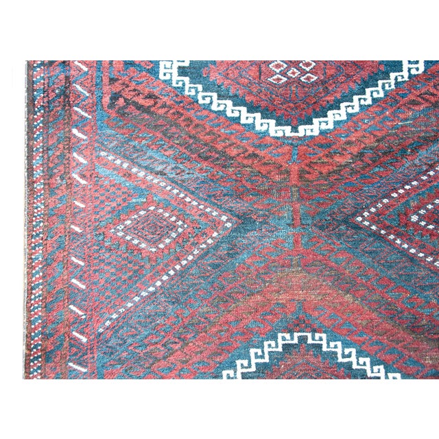 Burgundy Vintage Afghani Baluch Rug For Sale - Image 8 of 13
