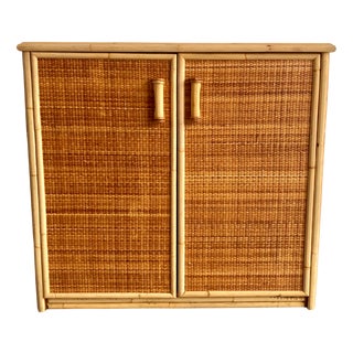 Vintage Italian Rattan Sideboard, 1970s For Sale