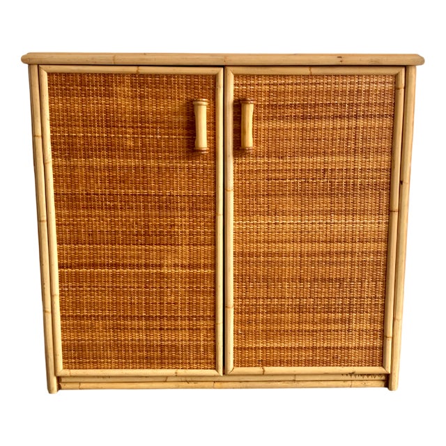 Vintage Italian Rattan Sideboard, 1970s For Sale