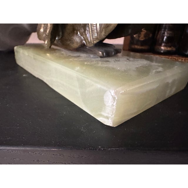 1920s Brass Dog Head Letter Clip on Green Onyx Base, Germany, 1920s For Sale - Image 5 of 13