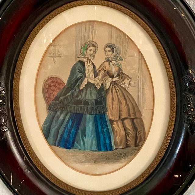Ornate Oval Framed Dress Design Illustrations - A Pair For Sale - Image 4 of 12