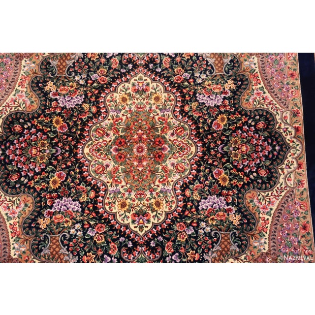 Nazmiyal Collection Vintage Floral Persian Silk Qum Rug For Sale - Image 4 of 7