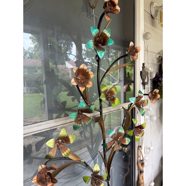 Metal Art Sculpture Floral and Leaves, Set For Sale - Image 9 of 12