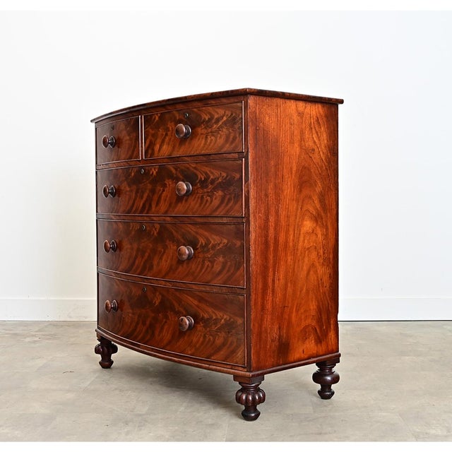 English 19th Century Mahogany Bowfront Chest of Drawers For Sale In Baton Rouge - Image 6 of 11