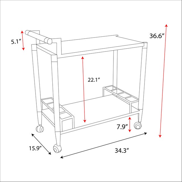 Gold Pasargad Home Glacia Modern 2-Tier Lucite and Metal Bar Cart For Sale - Image 8 of 8