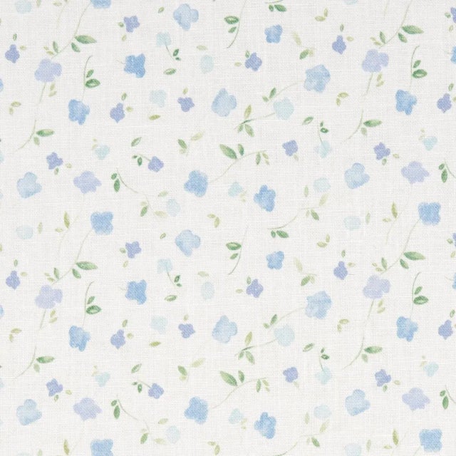 Sample - Schumacher x Marie-Chantal Bloomwind Performance Linen Fabric in Blue For Sale