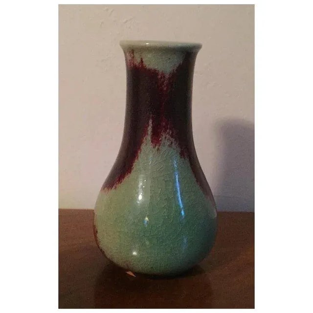 Chinese Porcelain Sang De Boeuf Oxblood & Celadon Flambe Glaze Bottle Shape Vase - Late Qing For Sale - Image 4 of 11