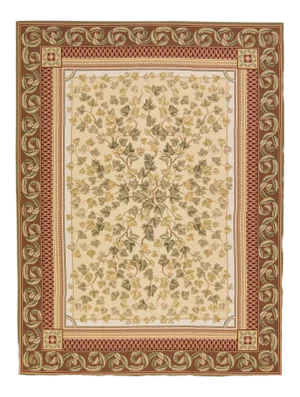 Vintage Portuguese Arraiolos Needlepoint Allover Designed Beige Wool Rug