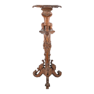 Antique Italian Renaissance Revival Cherub Wood Pedestal