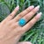 Art Deco 6.7ct Turquoise Sunburst Art Deco Vintage Ring in 14k Yellow Gold Size 4 For Sale - Image 3 of 16