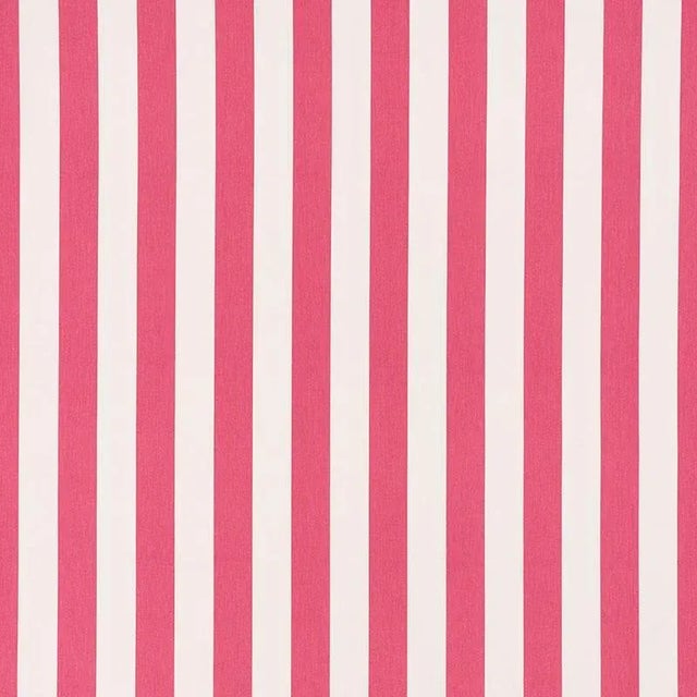 Schumacher Andy Stripe Fabric in Pink For Sale
