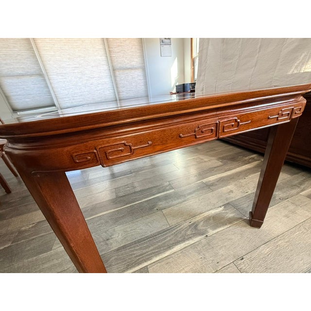 1970s 1970s Chinese Soild Rosewood Chinese Longevity Oval Dining Set 7 Piece For Sale - Image 5 of 18