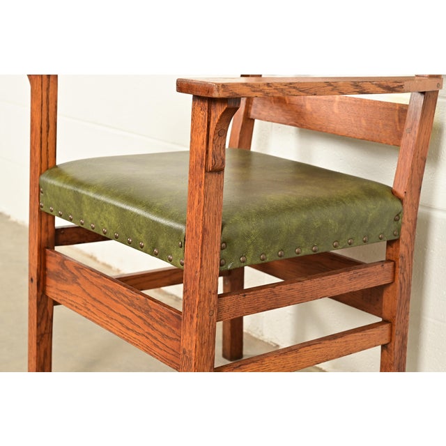 Gustav Stickley Antique Mission Oak Arts & Crafts Ladder Back Armchair, Circa 1910 For Sale - Image 9 of 14