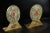 Pair Antique Chinese Serpentine Jade Red Agate Engraved Brass Bookends For Sale - Image 12 of 13