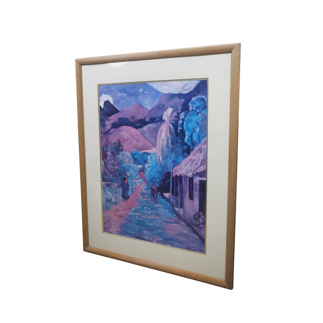 Vintage French post-impressionist art print after Paul Gauguin's Rue de Tahiti (Street or Road in Tahiti). A rural scene...