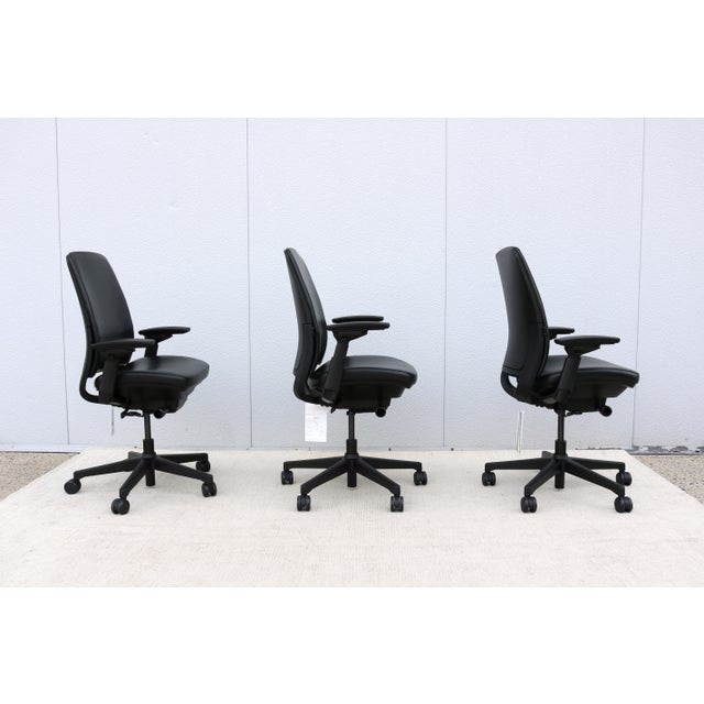Steelcase New Amia Executive Ergonomic Office Chair Black Vinyl Fully Adjustable For Sale - Image 13 of 18